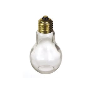 Light Bulb Glass Novelty Jar with Gold Lid 4 1/4&quot; 3.5 ounces 110 ml Graduation, Bright Idea Award, Very Solid Decorative Piece Thick Glass