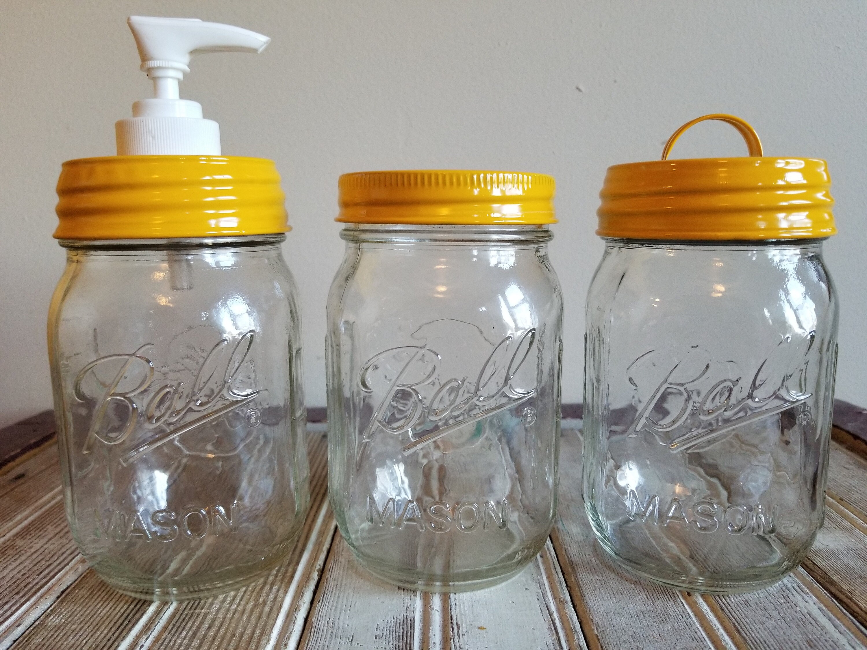 Marigold Yellow Mason Jar Soap Pump Lid Set for Bathroom 3 Etsy
