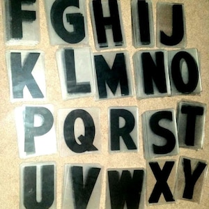Vintage Plastic Sign Letters and Numbers Clear Black A-Z, Numbers Symbols Wedding Signs Wall Hangings Gas Station ONE DAY SHIP