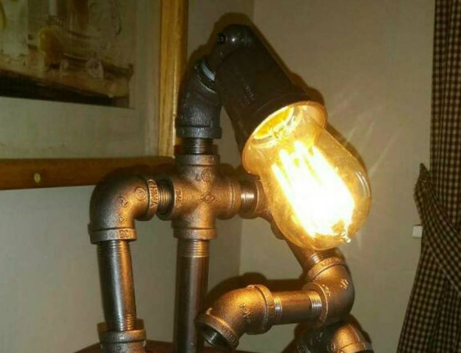 Robot Light Industrial Desk Pipe Light Steampunk Art Desk Lamp Etsy