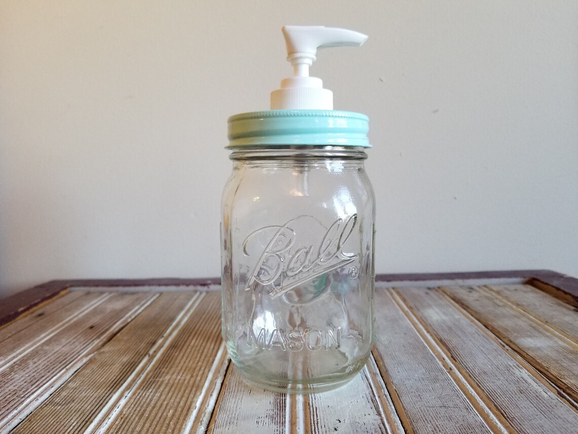 Ocean Mist Green Mason Jar Soap Pump Dispenser Lid Plastic Etsy