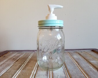 Ocean Mist Green Mason Jar Soap Pump Dispenser Lid, Plastic Soap Pump, Beach Theme Bathroom, Sea Foam Green, Mint, Dish Soap Dispenser