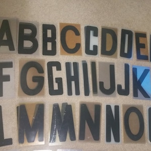 Vintage Plastic Sign Letters and Numbers Clear Black A-Z Symbols Wedding Signs Wall Hangings Gas Station