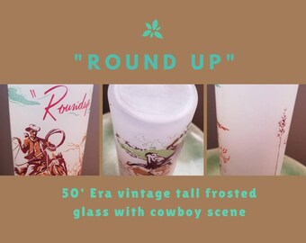Vintage Western Cowboy Scene Drinking Glass