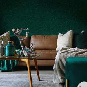 Emerald Green Wallpaper Abstract Wallpaper For Walls Living Room Accent Wall Temporary Removable Wall Paper Stick On Wallpaper By Livettes
