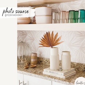 Light Beige Palm Leaves Removable Wallpaper / Coastal Traditional wallpaper or Self Adhesive Wallpaper