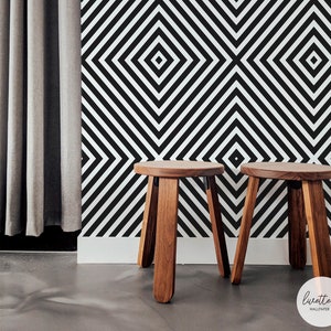 Geometric Peel And Stick Wallpaper Abstract Black And White Striped Wallpaper Modern Scandinavian Interior Design Geometric Wall Decor