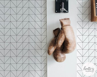Geometric Peel and Stick Wallpaper, Black and White Chevron