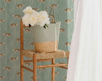 Green Leopard Print Wallpaper - Removable Fabric Wall Panel