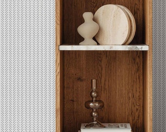 Black and White Herringbone Wallpaper, Minimalist Removable Design