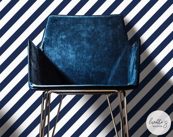 Dark Blue Striped Wallpaper, Removable Wall Decor