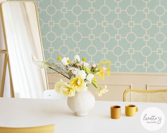 Mint Green Geometric Wallpaper, Removable and Traditional Options