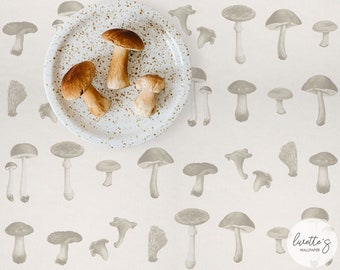 Neutral Color Wild Mushrooms Pattern, Self adhesive and Non Woven Traditional option