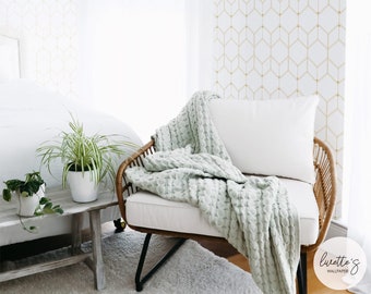 Faux Gold Geometric Wallpaper, Bohemian Peel and Stick or Traditional