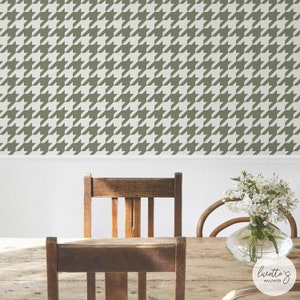 Green Hounds Tooth Wallpaper, Classic Houndstooth, Removable Peel and Stick & Traditional Wallpaper