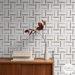 Peel And Stick Wallpaper Mid Century Wall Paper Style Pop Art Removable Wall Art Brown Minimalistic Lines Self Adhesive Wallpaper Livettes