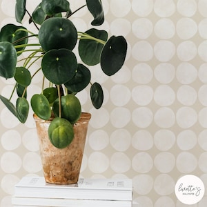 Neutral Retro Dots Design Removable wallpaper / Abstract Pattern Wallpaper / Traditional or Self Adhesive Wallpaper