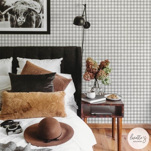 Buffalo Check Removable Wallpaper, Gingham plaid,  Peel and stick and Traditional wallpaper