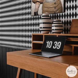 Geometric Harlequin Wallpaper, Temporary Removable or Traditional Wallpaper, Custom colors