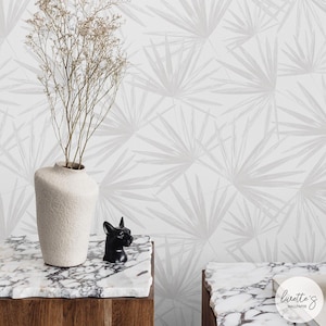 Tropical Peel And Stick Wallpaper Palm Leaf Wallpaper Light Grey Room Scandinavian Home Interior Design Palm Leaves Wallpaper Grey Wall Art