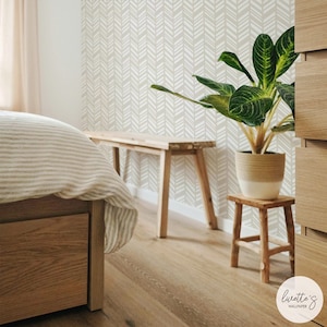 Herringbone Wallpaper in Mist Colour, Non Woven or Removable Material, Custom Color and Size Available
