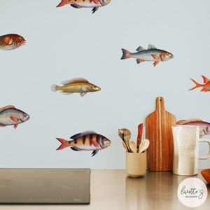 Modern Fish Removable Wallpaper, Peel and Stick or Traditional material, Dining Room, Kitchen, Bathroom