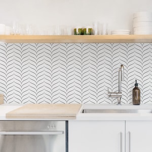 Chevron Tile Backsplash Black And White Peel And Stick Kitchen Backsplash Adhesive Tile Backsplash Chevron Backsplash Kitchen In White