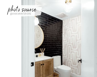 Neutral Color Brush Stroke Labyrinth Pattern Wallpaper / Minimal design abstract pattern Traditional or Removable Wallpaper