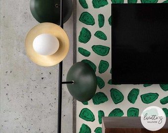 Green Accent Wall Oyster Art Peel And Stick Wallpaper Hotel Interior Restaurant Interior Design Ideas