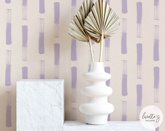 Lavender Brush Stroke Wallpaper, Danish Decor, Removable or Traditional