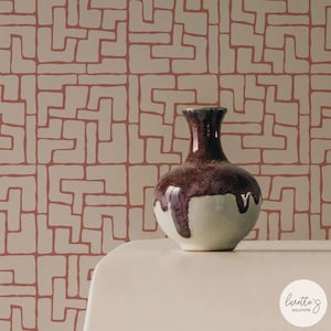 Faux Stone Wallpaper Mid Century Modern Wallpaper Geometric Peel And Stick Wallpaper Red Accent Wall Rock Wall Paper Geometric Wall Decor