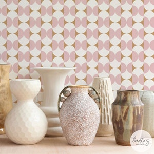 Light Pink Wallpaper Geometric Peel And Stick Wallpaper Scallop Design Pastel Pink Wallpaper Boho Chis Wall Decor Baby Pink Wallpaper