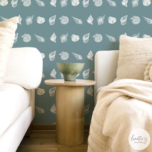 Windy Shells Removable Wallpaper, Coastal Wallpaper, Traditional or Self Adhesive Wallpaper