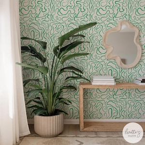 Green Wallpaper Funky Line Art Wallpaper Pastel Cute Wallpapers Green Abstract Wallpaper Lines Wallpaper Peel And Stick Green Wallpaper