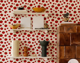Food Wallpaper Kitchen Tomato Background Peel And Stick Wallpaper For Kitchen Red Accent Wall Fruits And Vegetables Wallpaper Food Decor