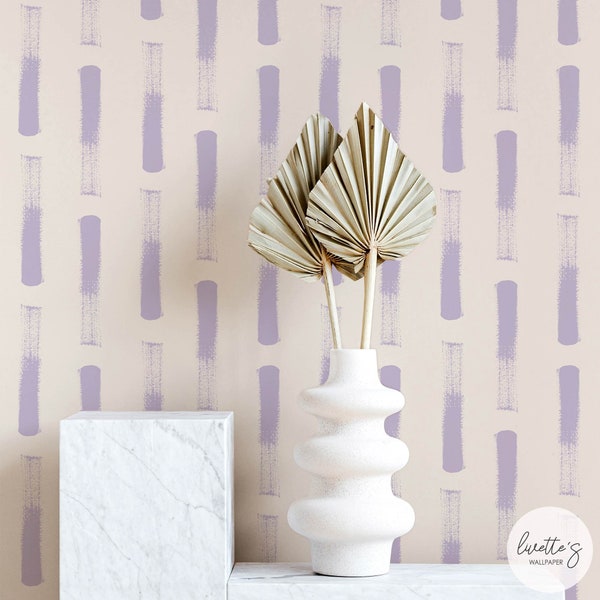 Lavender Brush Stroke Wallpaper, Danish Decor, Removable or Traditional