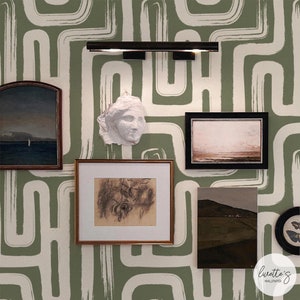 Green Wallpaper Line Art Wallpaper Vertical Striped Wallpaper Green Accent Wall Living Room Green Geometric Wallpaper Accent Wall Designs