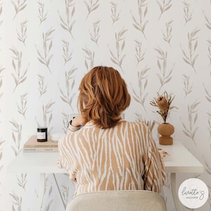 Neutral Foliage Removable Wallpaper, available as self adhesive or non woven wallpaper