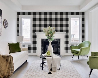 Gingham removable wallpaper, Buffalo check plaid, Self adhesive and traditional wallpaper