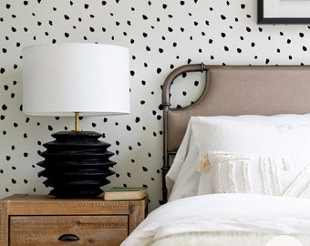 Removable paint dot wallpaper for bedroom interior, traditional or self adhesive material