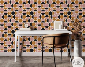 Retro Colors Soft Geometric Wallpaper, Traditional or Removable Wallpaper