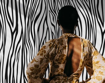 Zebra Print Peel and Stick Wallpaper, Animal Accent Wall
