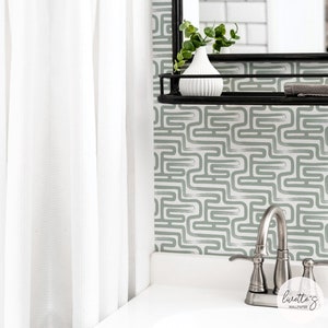 Abstract Bathroom Wallpaper Sage Green Wallpaper Peel And Stick Wallpaper For Walls Removable Striped Wallpaper Self Adhesive Wall Art