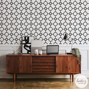 Peel And Stick Wallpaper Retro Geometric Wallpaper Self Adhesive Black & White Minimalist Wall Paper Custom Vintage Removable Wallpaper Art
