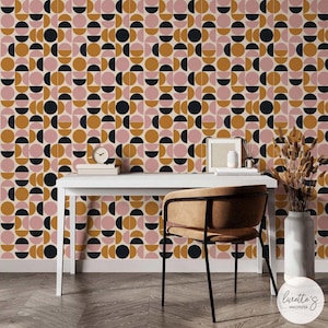 Retro Colors Soft Geometric Wallpaper, Traditional or Removable Wallpaper