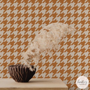 Peel And Stick Wallpaper Houndstooth Wallcovering Orange Beige Modern Removable Wallpaper Livettes Custom Made Self Adhesive Wallpaper