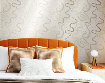 Snake in Grass Wallpaper in Pearl Metallic