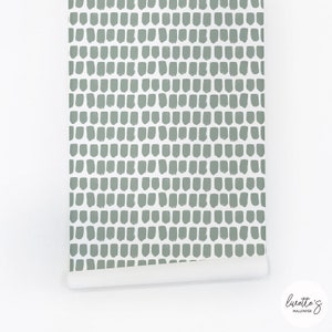 Sage Green Brush Strokes Wallpaper / Modern watercolor design abstract pattern Traditional or Removable Wallpaper