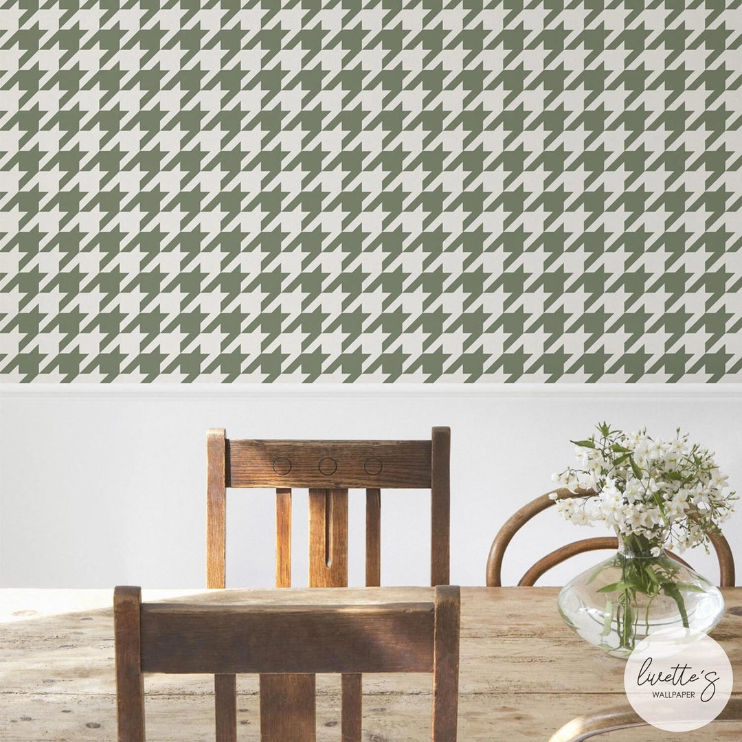 Green Hounds Tooth Wallpaper Classic Houndstooth Removable - Etsy