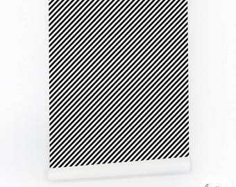 Black and White Striped Peel and Stick Wallpaper, Scandinavian Decor
